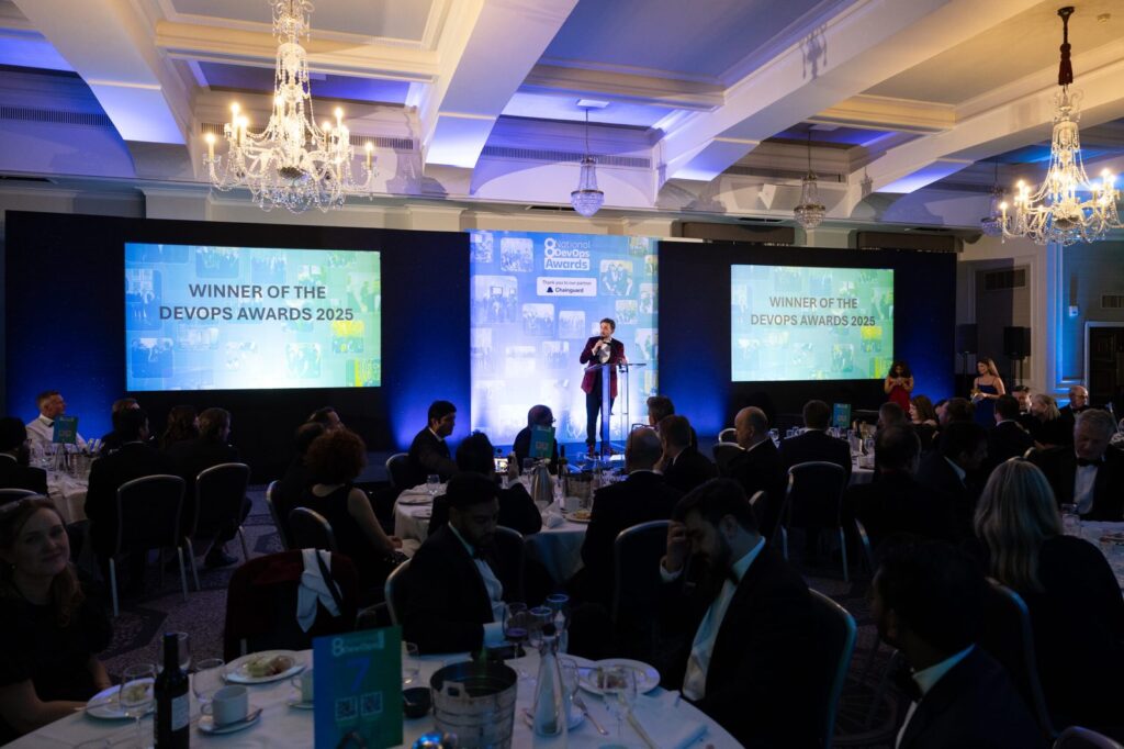 Winner of the DevOps Awards 2025 on the big screens as Kevin Durham hosts
