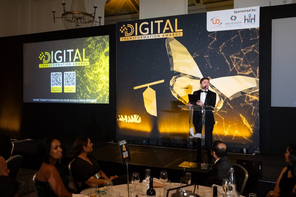 Kevin Durham at the lectern at the Digital Transformation Awards