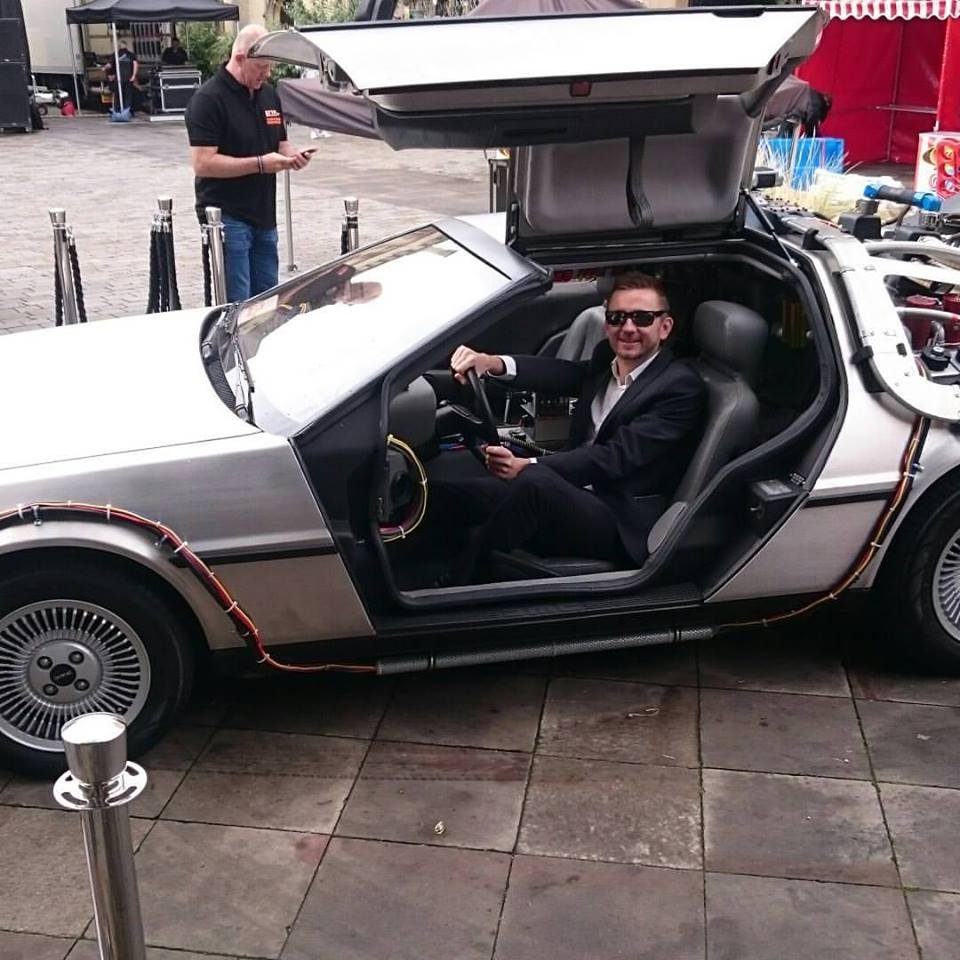 Kevin Durham: themed corporate event with a DeLorean prop car